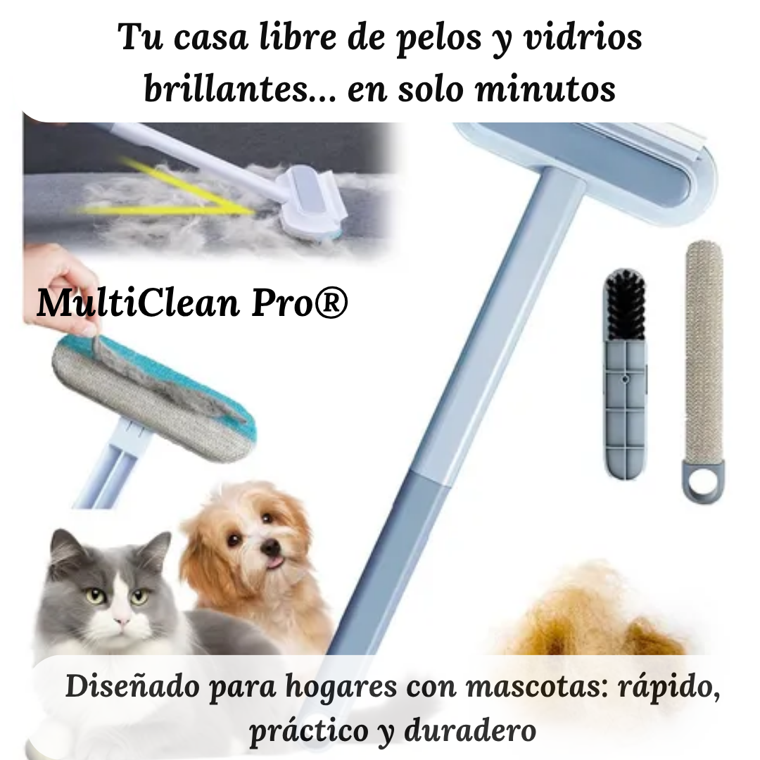 MultiClean Pro® 2 en 1: 🐶🪟 ¡Adiós pelos y vidrios sucios con un solo producto!